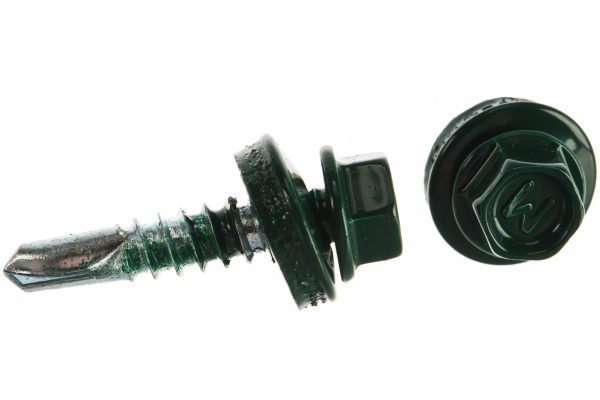 Саморез кровельный 5.5х25 мм цинк, шайба с прокл., PT3, RAL 6005 (250 шт в карт. уп.) STARFIX