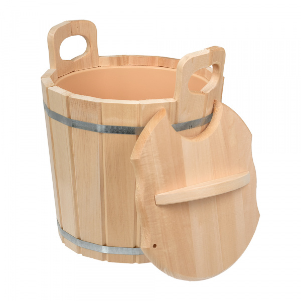 Запарник 12 л. с пластиковой вставкой с крышкой, липа/03709