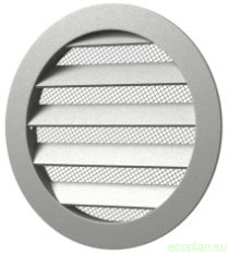 Решетка вентиляционная круглая c сеткой D225 с фланцем D200, Алюминий