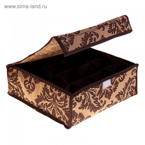 Кофр для мелких вещей с крышкой "Шоколатье" 16 отд. коричнево-бежевый 709810