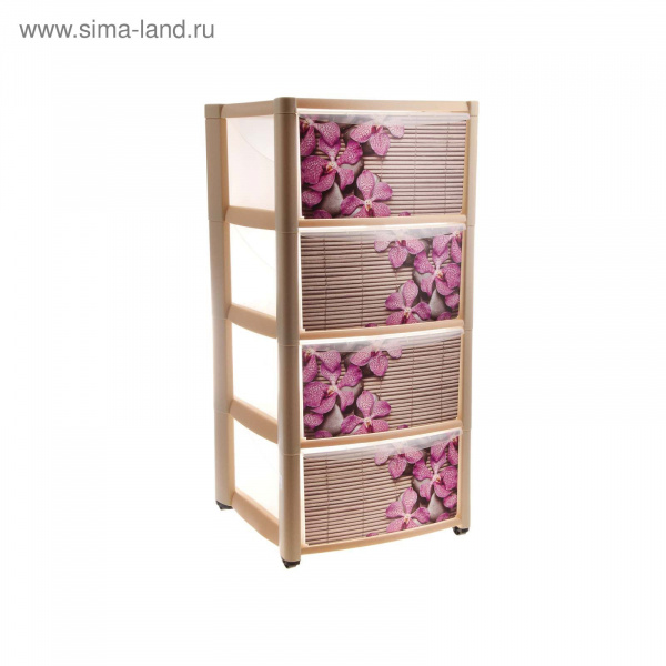 Комод с выдвижными ящиками на колесах с аппликацией, 4 ящика 390*370*785 193410