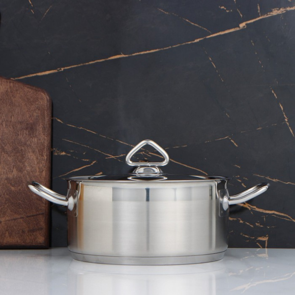 Кастрюля, 3 л, d=21,5 см, h=9,5 см, металлическая крышка, тройное дно, индукция /5425209