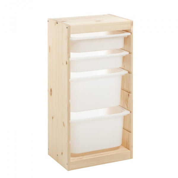 Стеллаж TROFAST 2 с контейнерами вертикальный, Массив сосны/8623374