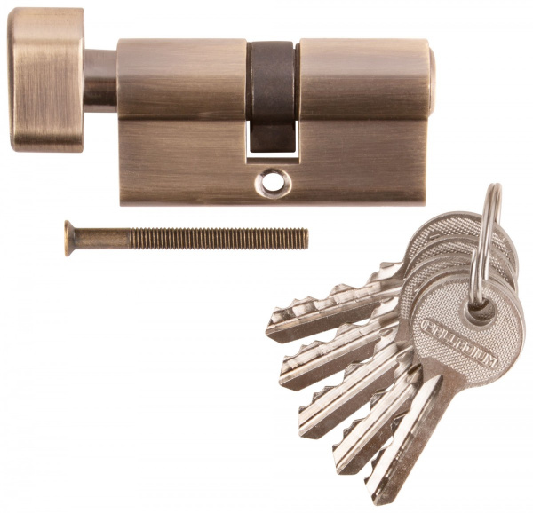 Цилиндровый механизм "PALLADIUM" 60 мм, ключ-завертка, старая бронза/67232
