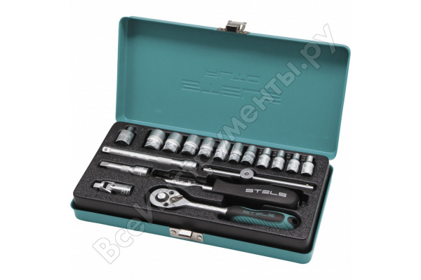 Набор торцевых головок с трещоткой, 1/4", 18 предм./13573