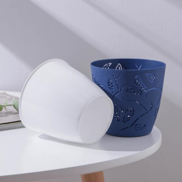 Кашпо со вставкой Lucky Friday Boho, 700 мл, d=11,5 см , цвет сумрачно-синий /7336889