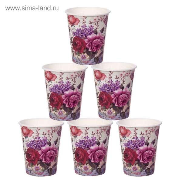 Стакан бумажный "Нежные розы" 250мл (набор 6 шт)   1652828