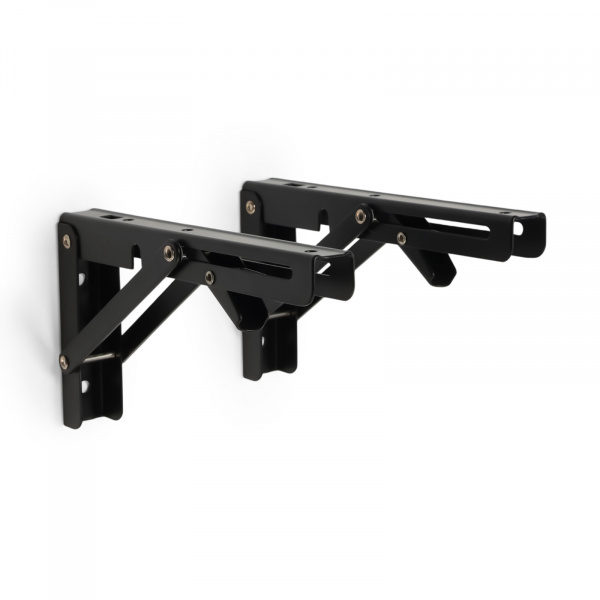 Кронштейн складной для столов и полок ТУНДРА, 2 шт, длина 200 мм, сталь цвет черный/9703742