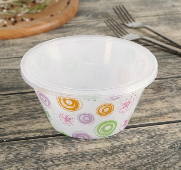 Салатник с крышкой 0,8 л цвета МИКС /1152092