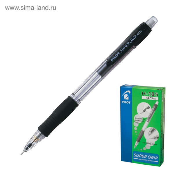 Карандаш механический 0.5мм Pilot Super Grip  H-185 черный  1194420