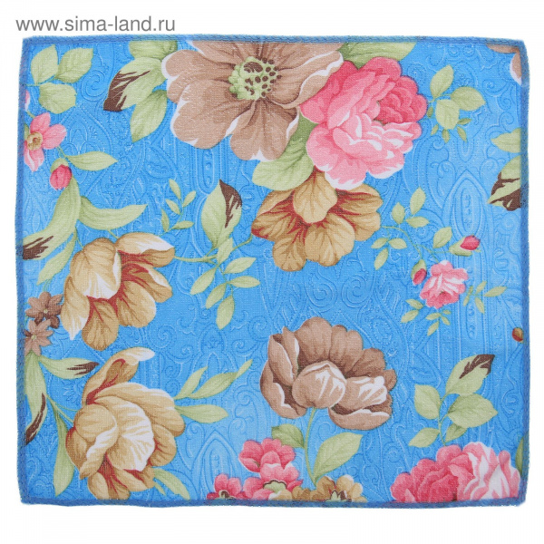 Салфетка для уборки Пионы 30х30см,  МИКС