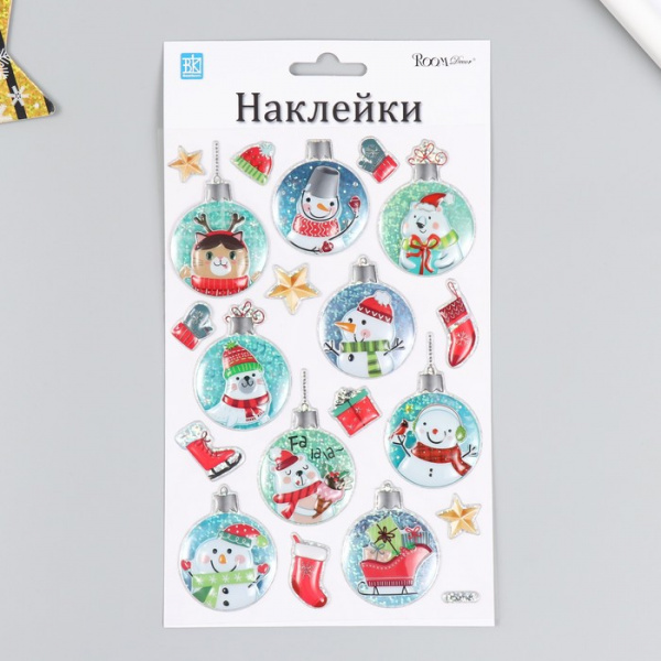 Наклейка Room Decor "Новогодние игрушки 1" 14х25 см /9935275