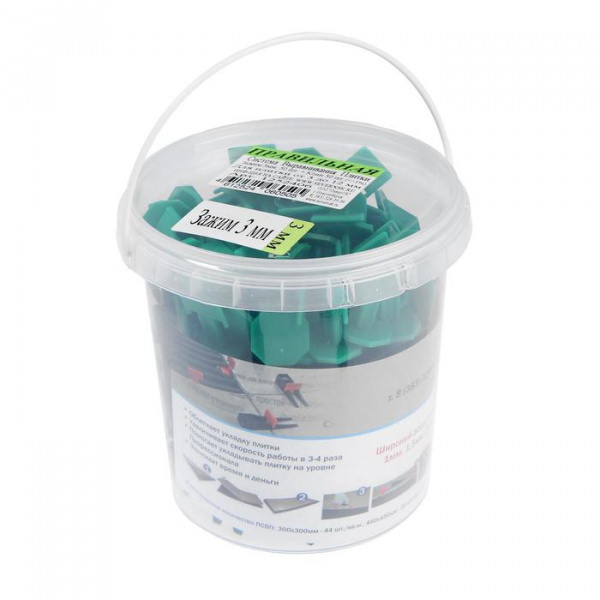 Система выравнивания плитки "ПСВП", 1 л, Зажим 3 мм + Клин (50 шт./50 шт.), ведро/7161852