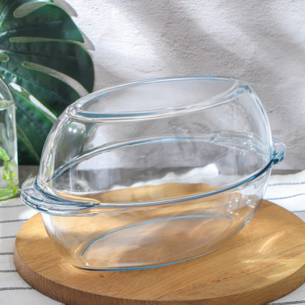 Утятница овальная из жаропрочного стекла Borcam, 2,85 л, с крышкой-формой для зап, 2,85 л /7800295