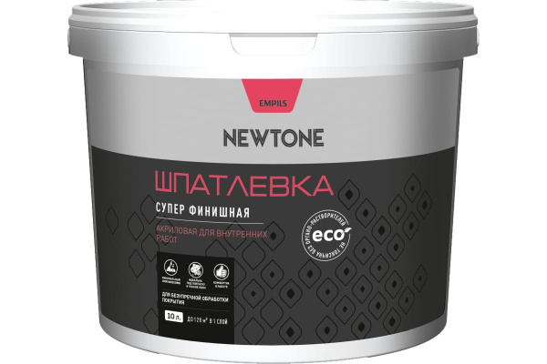 Шпатлевка супер финишная «NEWTONE» водно-дисперсионная полиакриловая для внутренних работ  10 л 16,6