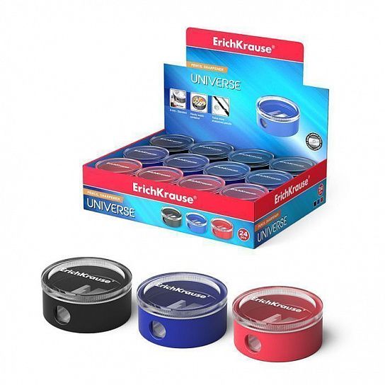 Точилка ErichKrause с контейнером ,корп.ассорти /188067