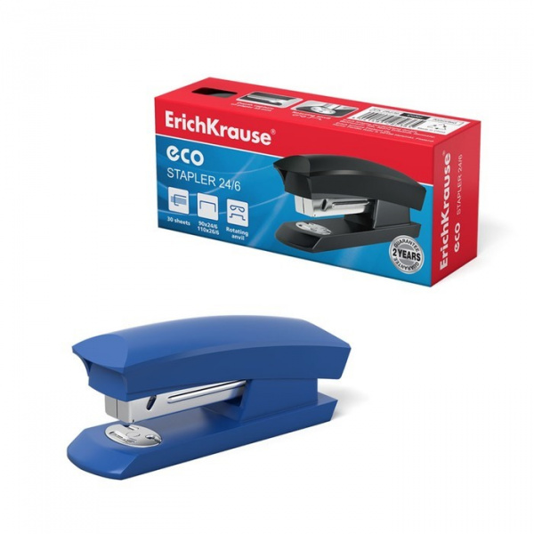 Степлер ErichKrause ECO № 24/6 и 26/6, до 30 листов, цвет МИКС /1013762