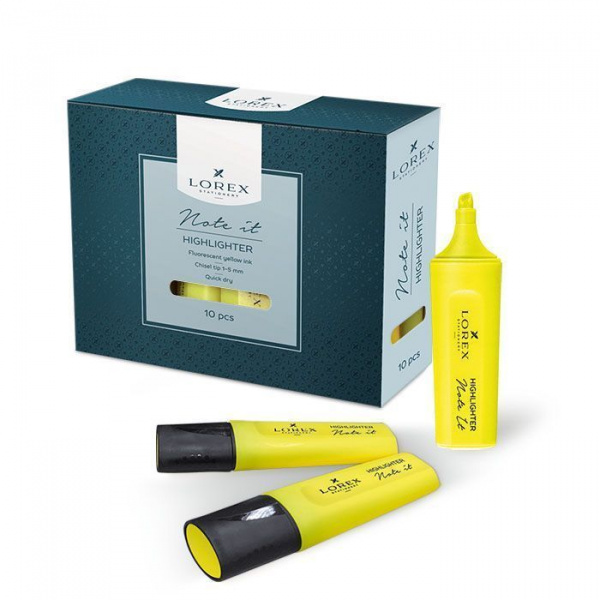 Маркер текстовый LOREX NOTE IT 1—5 мм, желтый, скошенный /190969
