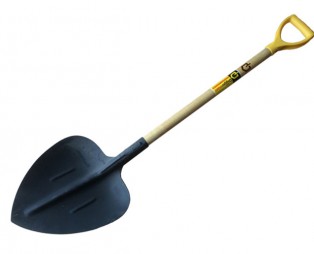 Лопата совковая щебеночная, 353х328 мм, легированная сталь с черенком/77193-1