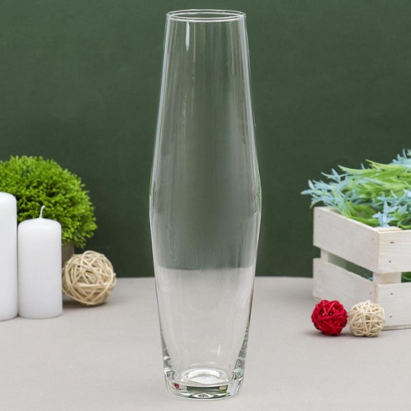 Ваза «Диаболо», 1.1 л, 29.5×9 см, стекло, прозрачная /758562