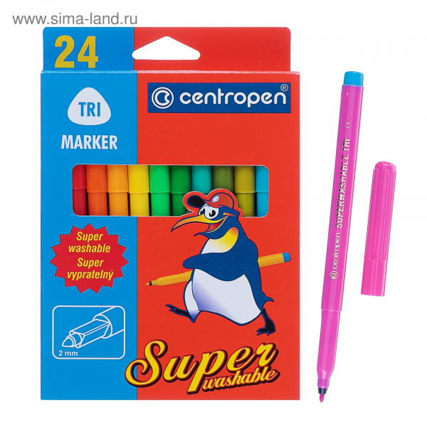 Набор суперсмываемых фломастеров 24цв. CENTROPEN  2570/24