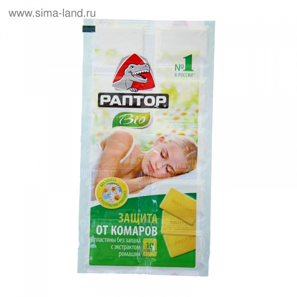 Пластины от комаров BIO с экстрактом ромашки РАПТОР