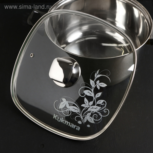 Крышка для сковороды и кастрюли стеклянная, квадратная, 26 см, с ободом и ручкой из нержавеющей стал