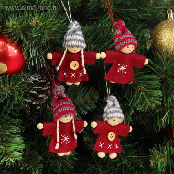 Игрушка-подвеска набор 4 шт. "С пуговками" 2,5×13×13 см /4351552