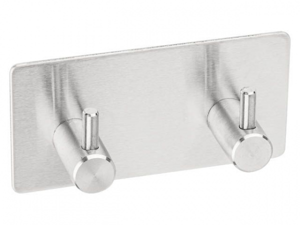 Планка самоклеящаяся 2 крючка PEGASUS, нержавеющая сталь, карт.уп., PERFECTO LINEA (35-005000)