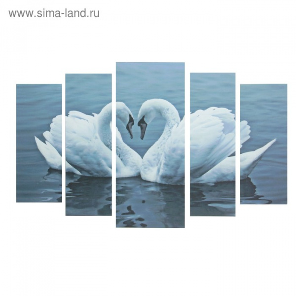 Модульная картина "Лебеди" 20*50 - 2 части, 20*60 2 части, 30*70 - 1 часть, 70*120 см/3345528