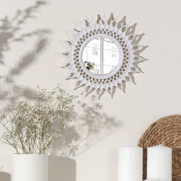 Зеркало настенное «Солнце», d зерк. поверх.10,5 см, цв. белый /3524742