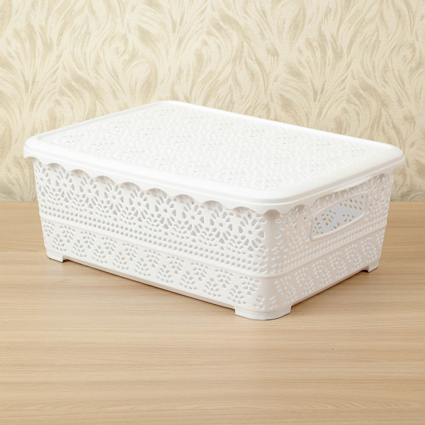 Контейнер для хранения с крышкой «Ажур», 35×27×12 см, цвет МИКС /2698511