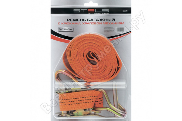Ремень багажный с крюками, 10х0,038м, храповый механизм/54378
