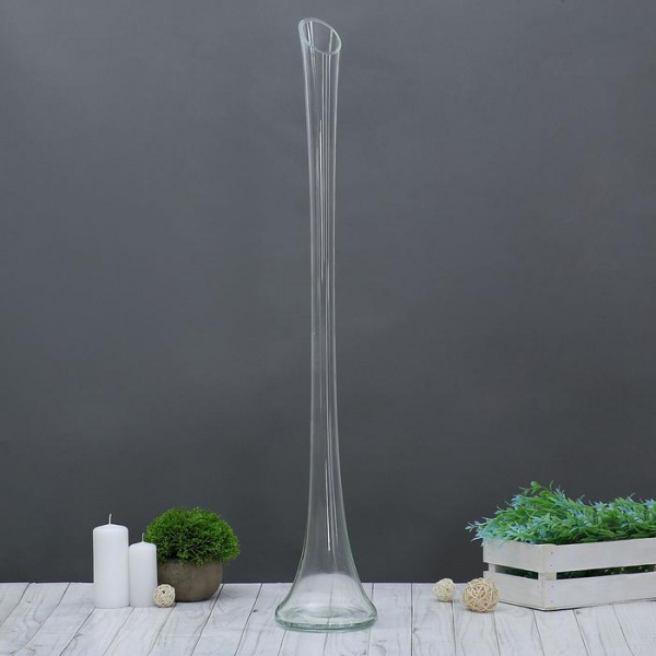 Ваза «Фристайл», 1.03 л, d=4.5 см ±1 см, 80×13 см, стекло, прозрачная /758590
