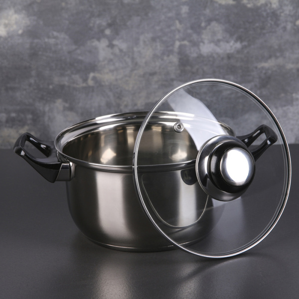 Кастрюля 1,5 л "Черная ночь" со стеклянной крышкой 113305