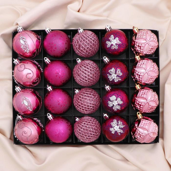 Набор шаров пластик d-6 см, 20 шт "Лаурен узоры"/6490366