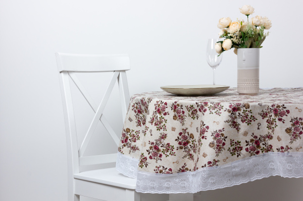 СКАТЕРТЬ "MEIWA" F-198 AZ 122Х152 СМ БЕЛ./КОРИЧ.	