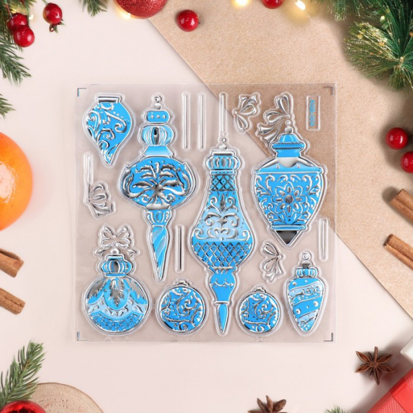 Наклейки на окна "Новогодние" игрушки, 21,5 х 15,5 см, МИКС /7006930