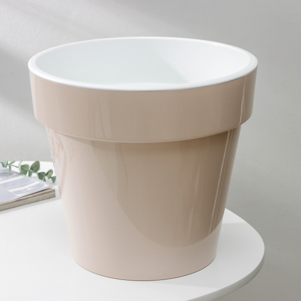 Кашпо для цветов со вставкой «Порто», 9 л, цвет жемчужный /4318558