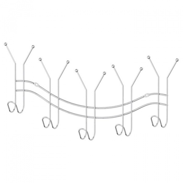 Планка с пятью двойными крючками-вешалками 50,5 см, хром, SORCOSA/2382711