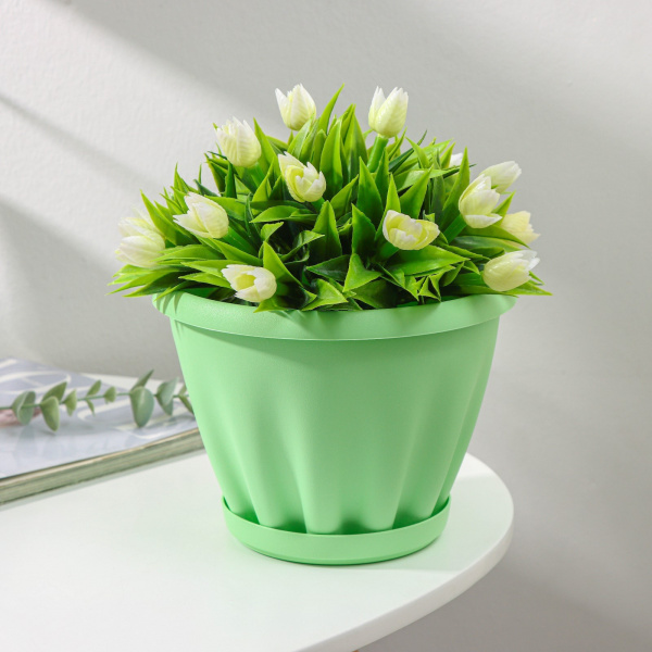 Горшок для цветов с поддоном «Знатный», 2 л, d=18 см, цвет зелёный/9243602