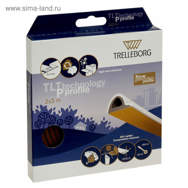 Уплотнитель для окон, профиль Р, на клейкой основе, коричневый, в упак. 6м /2921305