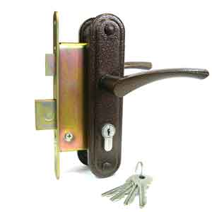 Замок врезной с ручками ЗВ-4-3-07 /медь/  /Зенит/3316