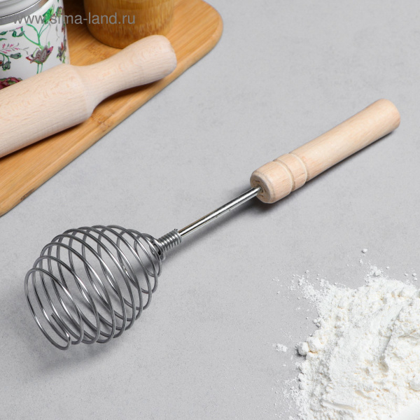 Венчик для взбивания с деревянной ручкой "Шар", 26 см 1928711