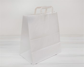 Сумка бумажная крафт Белая 37х32х20 с плоскими ручками  59846