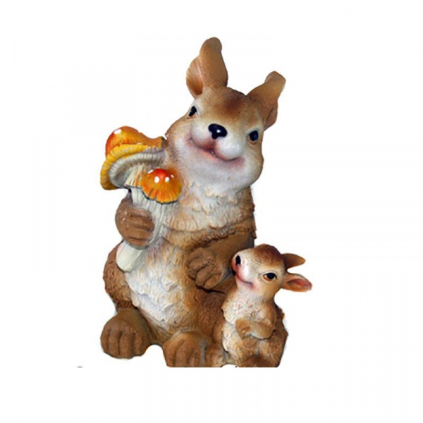 Зайчиха с зайчонком и грибом /036822