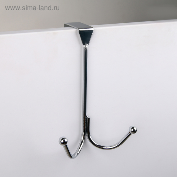 Вешалка на дверь «Лайт», 2 крючка, 16,5×5×9,5 см, цвет хром /3021054