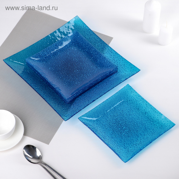 Сервиз столовый 7 пр. синий, квадратные тарелки   2846579