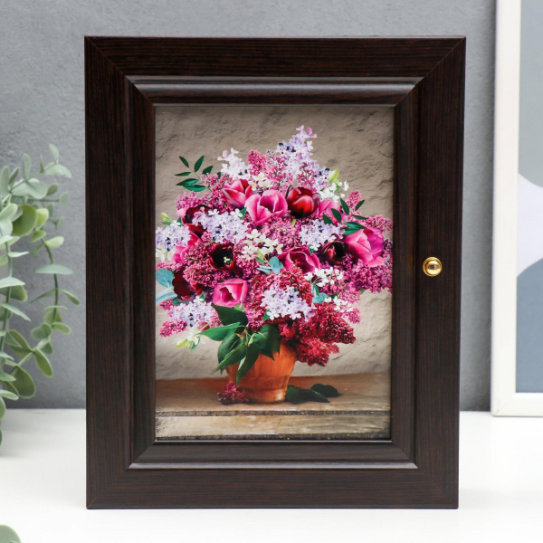 Ключница "Букет сирени" венге 19х24 см /4427736