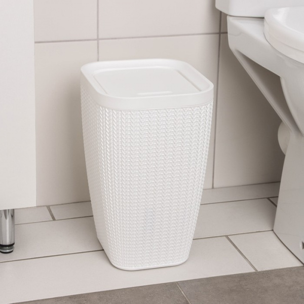 Контейнер для мусора «Вязаное плетение», 10 л, белый /4529047